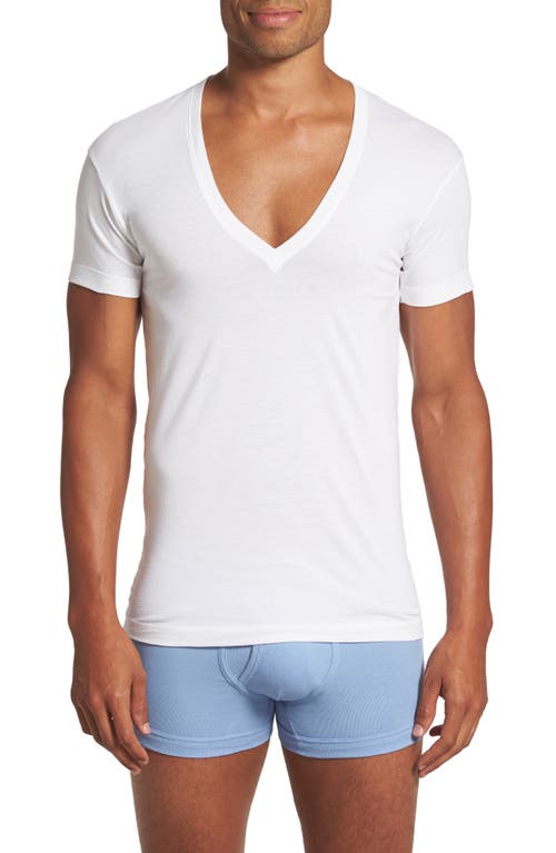 2(x)ist Slim Fit Pima Cotton Deep V-Neck T-Shirt in White