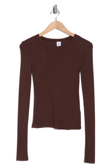 Abound Long Sleeve Rib Knit T-shirt In Brown Coffee