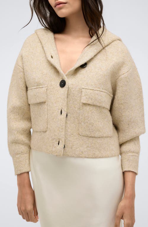 Shop Kenneth Cole Oversize Crop Sweater Hoodie In Heathered Driftwood