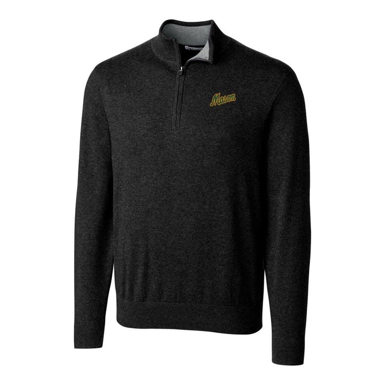 Shop Cutter & Buck Black George Mason Patriots Lakemont Tri-blend Big & Tall Quarter-zip Pullover Sweater
