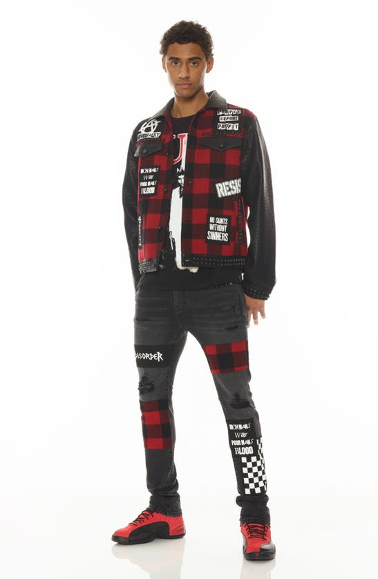 Shop Cult Of Individuality Punk Rip & Repair Super Skinny Jeans In Plaid