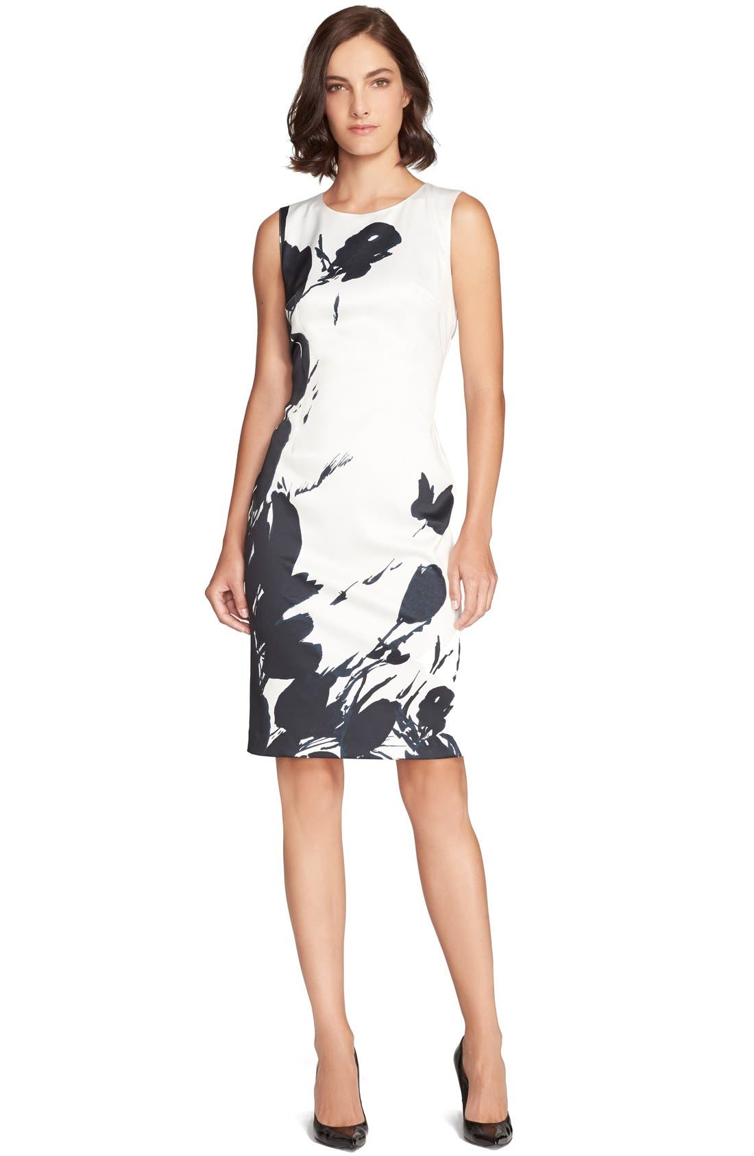 St. John Collection Tulip Print Satin Sheath Dress Nordstrom