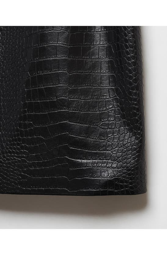 Shop Mango Croc Embossed Faux Leather Miniskirt In Black