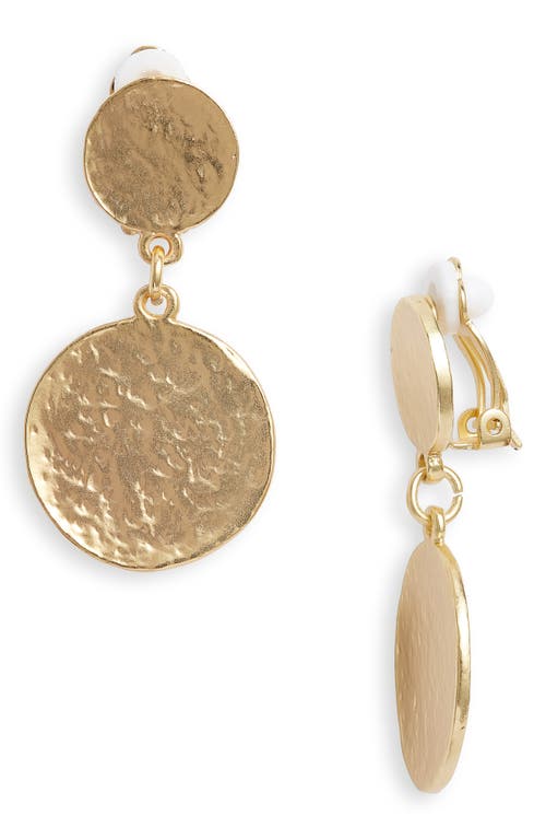 Karine Sultan Hammered Drop Clip-On Earrings in Gold