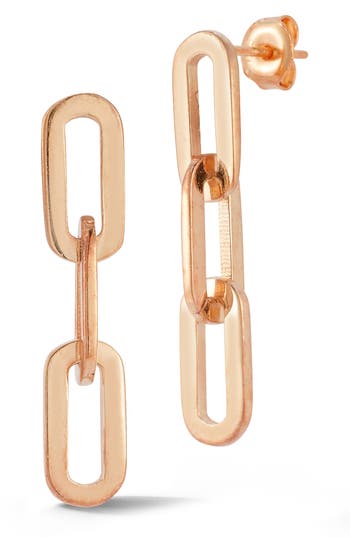 Shop Chloe & Madison Chloe And Madison Chain Link Drop Earrings In Rose Gold