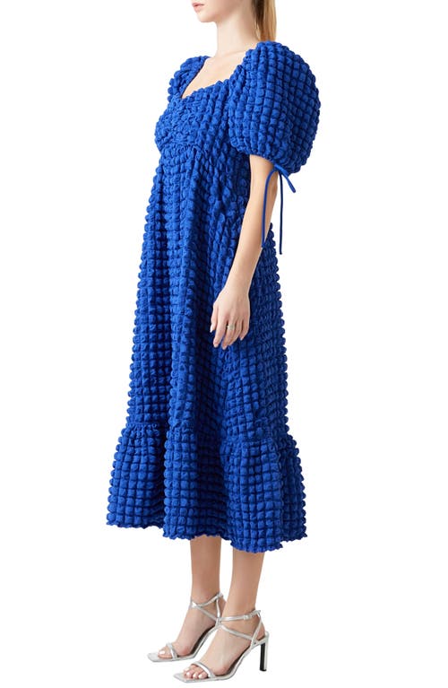 Endless Rose Texture Puff Sleeve Maxi Dress In Blue