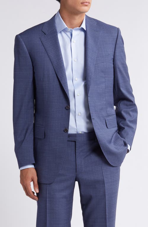 Shop Canali Siena Regular Fit Plaid Stretch Wool Suit In Light Blue