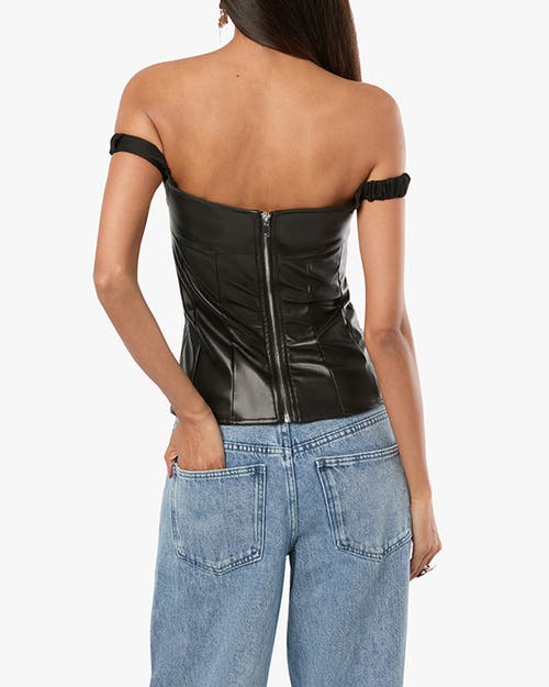 Shop Weworewhat Off Shoulder Vegan Leather Corset In Black