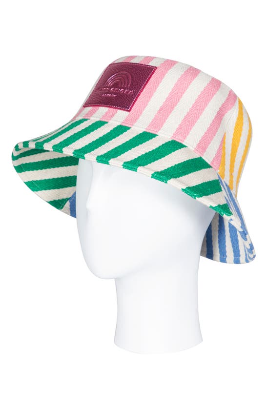 Shop Kurt Geiger Mixed Stripe Bucket Hat In Rainbow