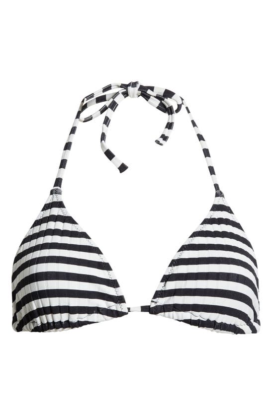 Shop Solid & Striped Iris Rib Bikini Top In Blackout X Marshmallow