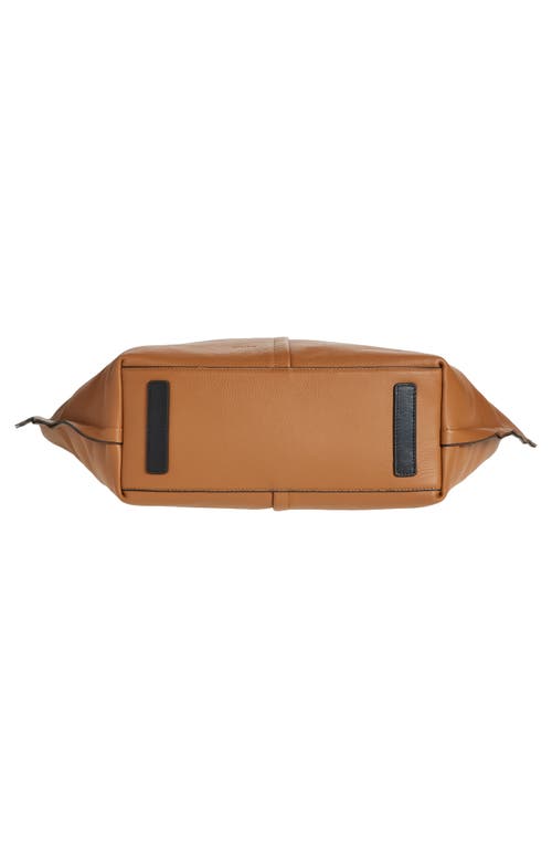 Shop Allsaints Phoenix Leather East/west Tote In Sepia Brown