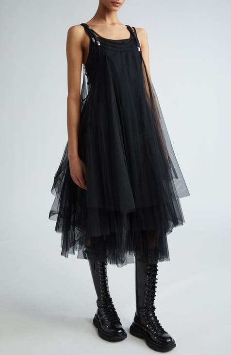 Sheer Tiered Tulle Shift Dress