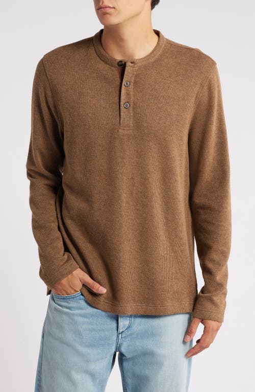 Shop Treasure & Bond Double Knit Henley In Tan Ermine Heather