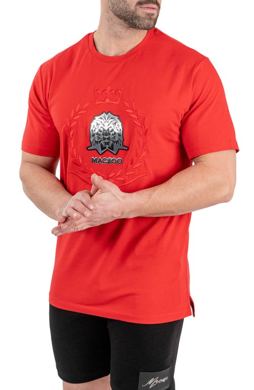 Maceoo Lion Crown Cotton Graphic T-shirt In Red