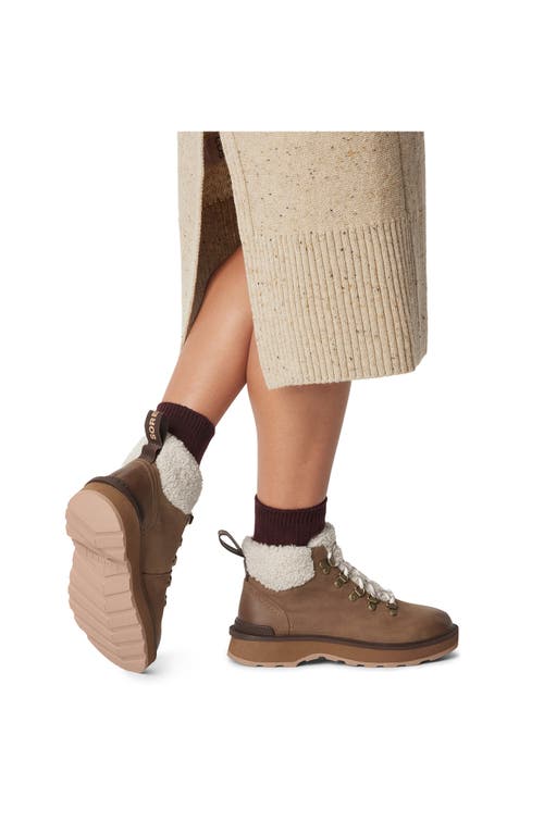 Shop Sorel Hi-line Cozy Lace-up Hiking Boot In Umber/tawny Buff