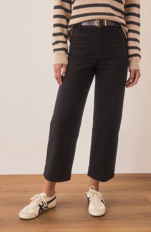 Marine Layer Bridget Cotton High Waist Wide Leg Crop Pants In Faded Black