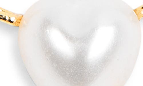 Argento Vivo Sterling Silver Faux Pearl Heart Pendant Necklace In Gold