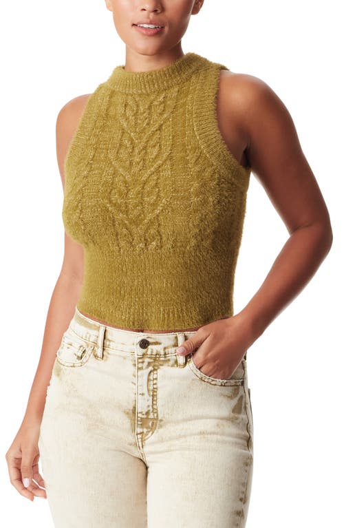 Sam Edelman Candice Cable Stich Crop Sweater Vest Green Moss at Nordstrom,