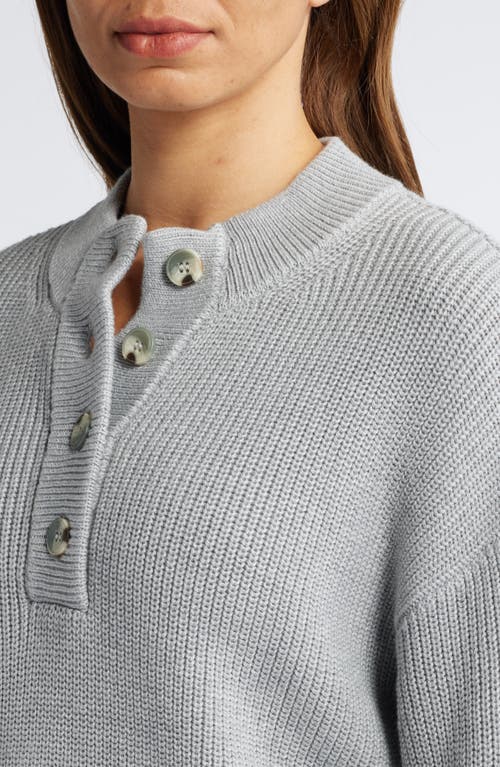 Shop Caslonr Caslon(r) Half Button Pima Cotton Blend Sweater In Grey Heather