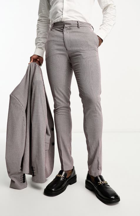 Skinny Flat Front Houndstooth Dress Pants