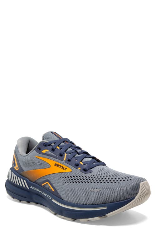 Brooks Adrenaline Gts 23 Running Sneaker In Grey/crown Blue/orange