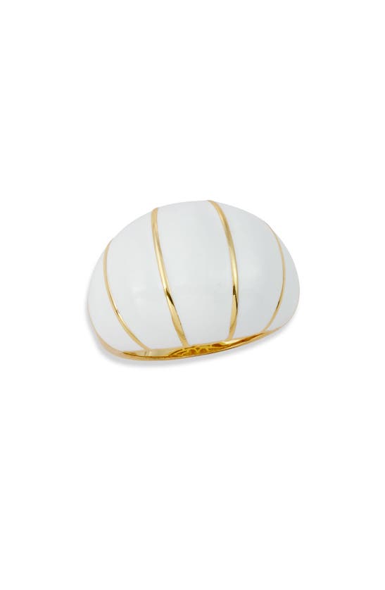 Savvy Cie Jewels Dome Cocktail Ring In Yellow Gold/ White