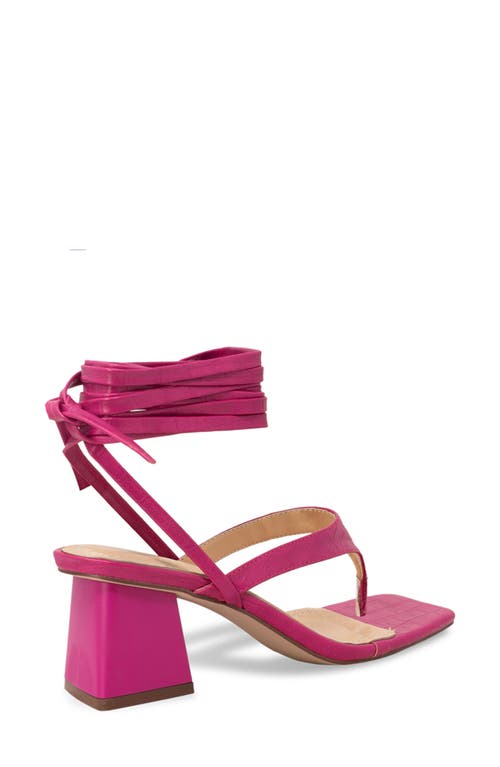 Chase & Chloe Chase And Chloe Ankle Wrap Block Heel Sandal In Fuchsia Croc
