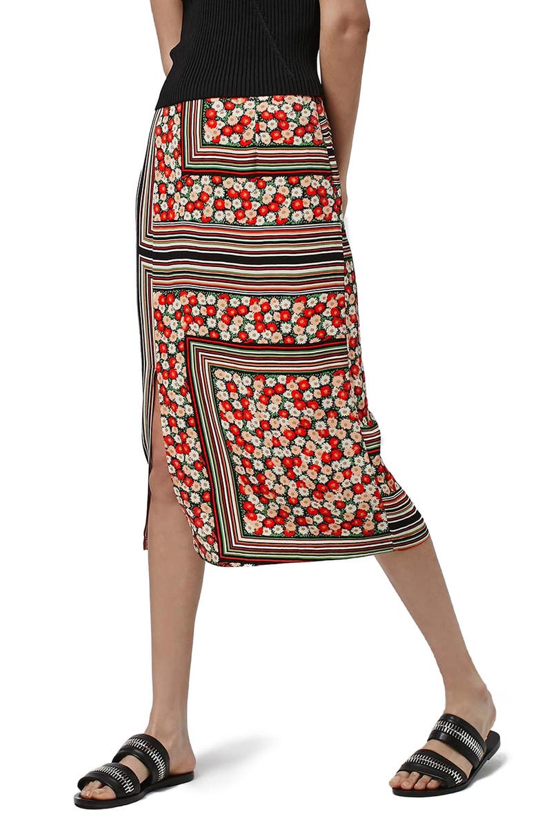 Topshop Floral Stripe Midi Skirt | Nordstrom