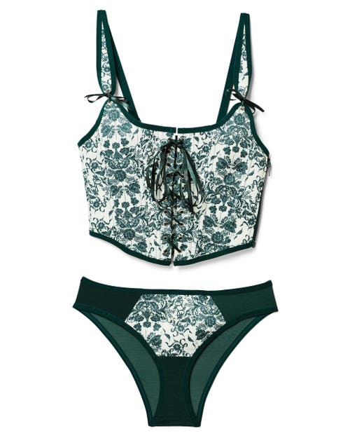 Adore Me Alex Corset & Panty Set In Geo Blue
