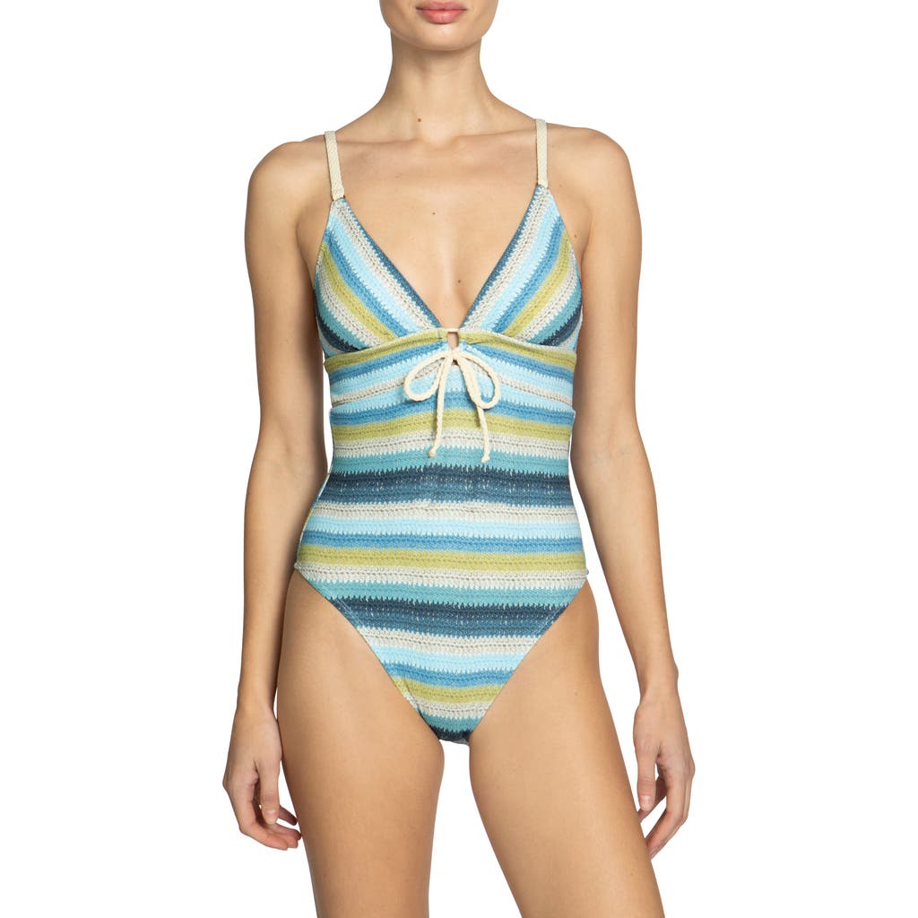 Robin Piccone Lyra Keyhole One-piece Swimsuit In Blue