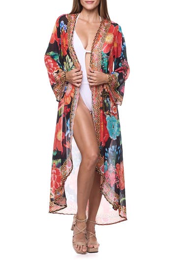 Ranee's Ranees Floral Duster In Black