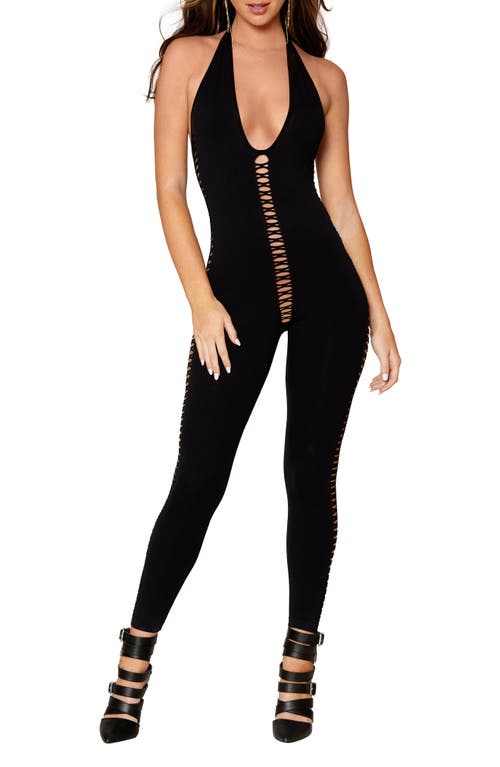 Strappy Cutout Catsuit in Black