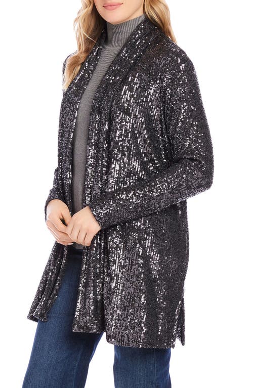 Karen Kane Sequin Jacket In Black Sequin In Smoke