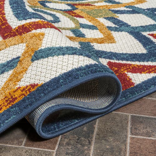 Jonathan Y Flora Abstract Bold Mandala High-low Indoor/outdoor Area Rug In Red/blue/yellow