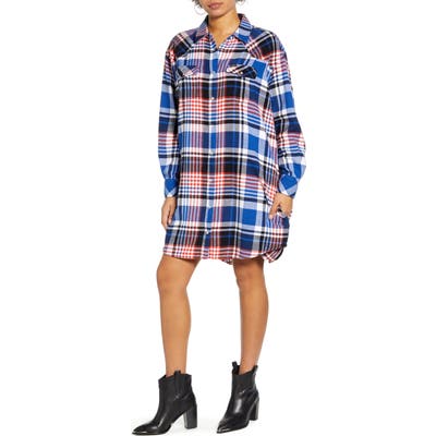 Wrangler Plaid Oversized Shirtdress, Blue