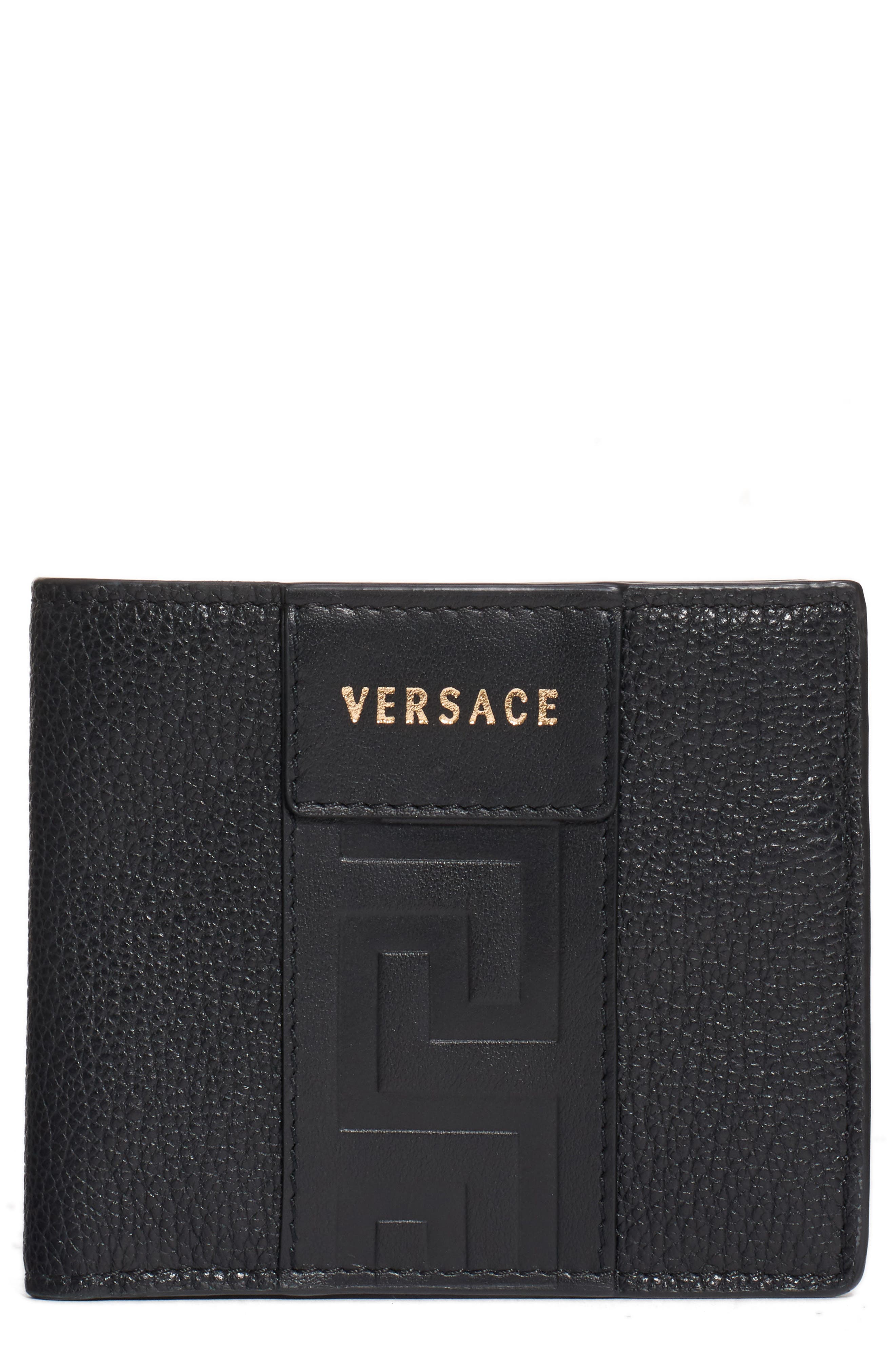 Versace Greek Key Embossed Leather Wallet Nordstrom