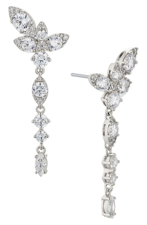 Nadri Whimsy Cubic Zirconia Cluster Linear Drop Earrings in Rhodium at Nordstrom