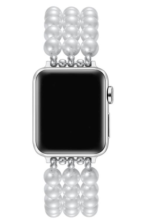 The Posh Tech Liz Imitation Pearl Apple Watch® Bracelet Watchband In White