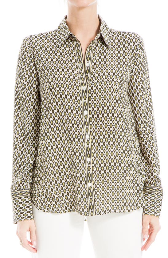 MAX STUDIO PRINTED LONG SLEEVE BUTTON-UP SHIRT
