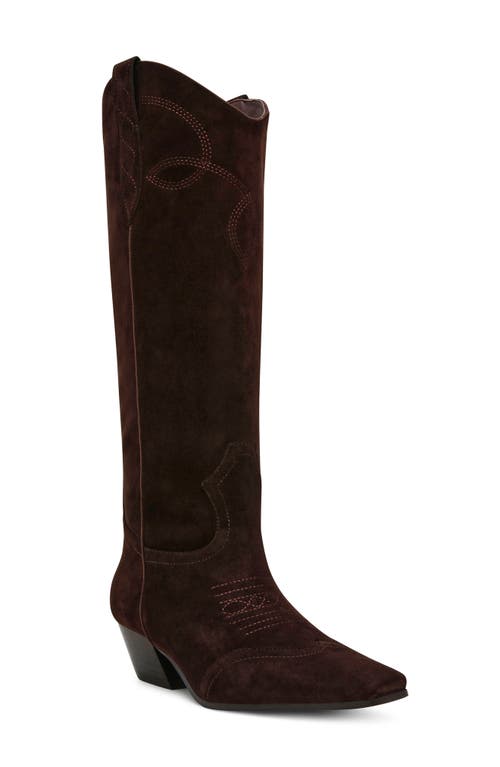 Shop Steve Madden Dollie Western Boot In Brown Suede