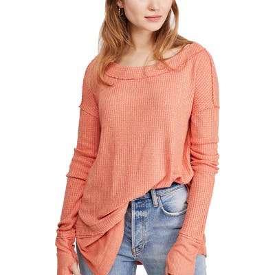 Free People North Shore Thermal Knit Tunic Top, Coral