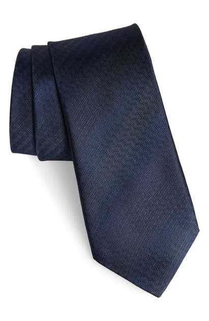 John Varvatos Herringbone Cotton & Silk Tie In Capri Blue
