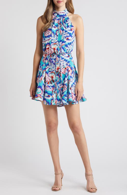 Oversize Paisley Print Minidress in Blue Multi