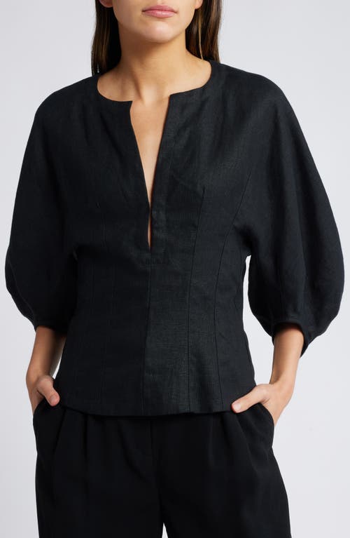 Shop Faithfull The Brand Maia Linen Top In Black