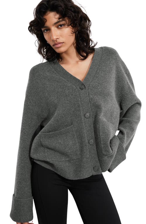 Shop & Other Stories Wool & Cotton Blend Cardigan In Grey Dark