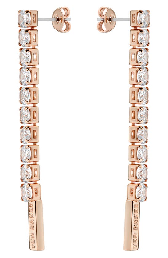 Shop Ted Baker Mellsie Crystal Linear Drop Earrings In Rose Gold Tone/ Clear Crystal