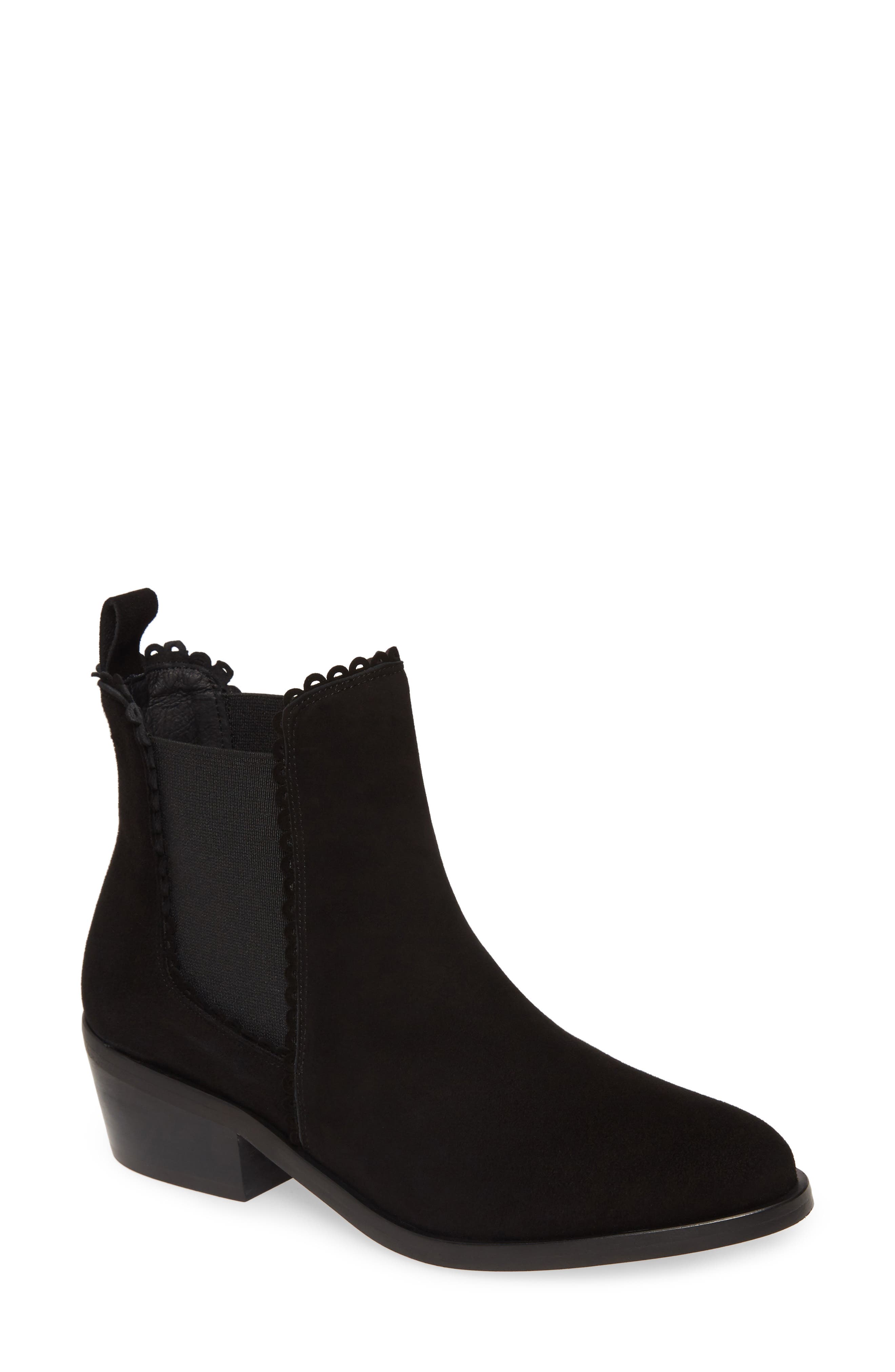 black suede chelsea boots womens