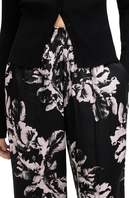 Shop Allsaints Charli Floral Satin Pants In Monica Black