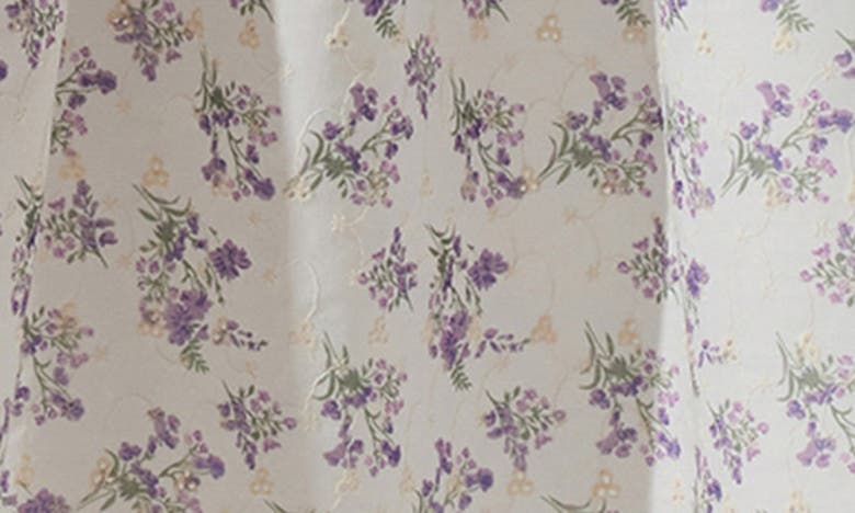 Shop Astr Yamila Floral Cotton Blend Eyelet Midi Sundress In Lavender Floral