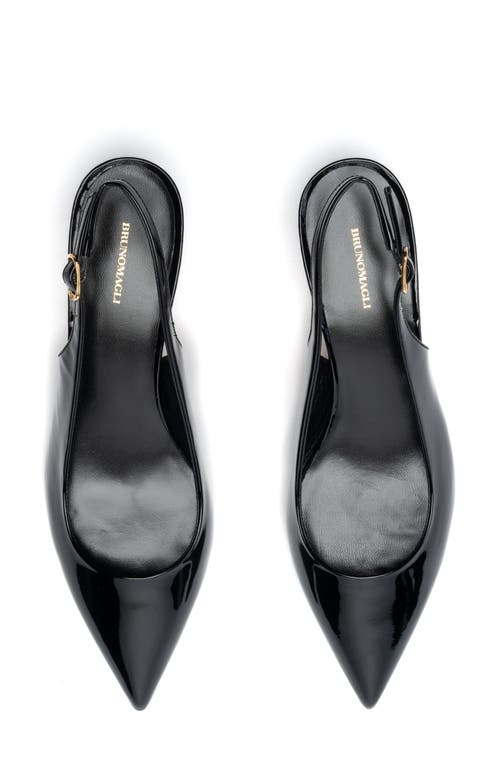 Bruno Magli Palerma Pointed Toe Kitten Heel Slingback Pump In Black Patent